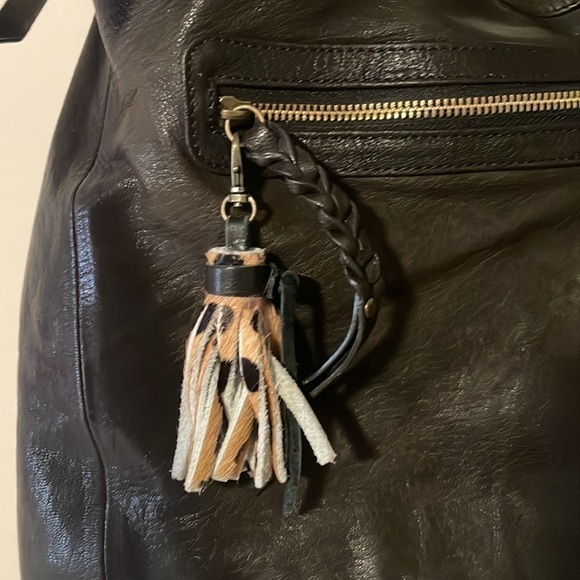 Tano Made in Italy dark brown leather shoulder bag braided details - Picture 2 of 10